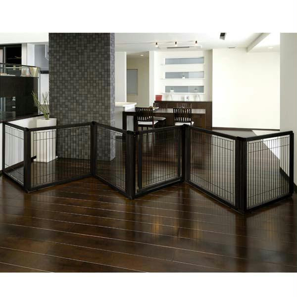Richell Convertible Elite Pet Gate 6 Panel Black 130" - 134" X 31.7" - 33.7" X 31.5"