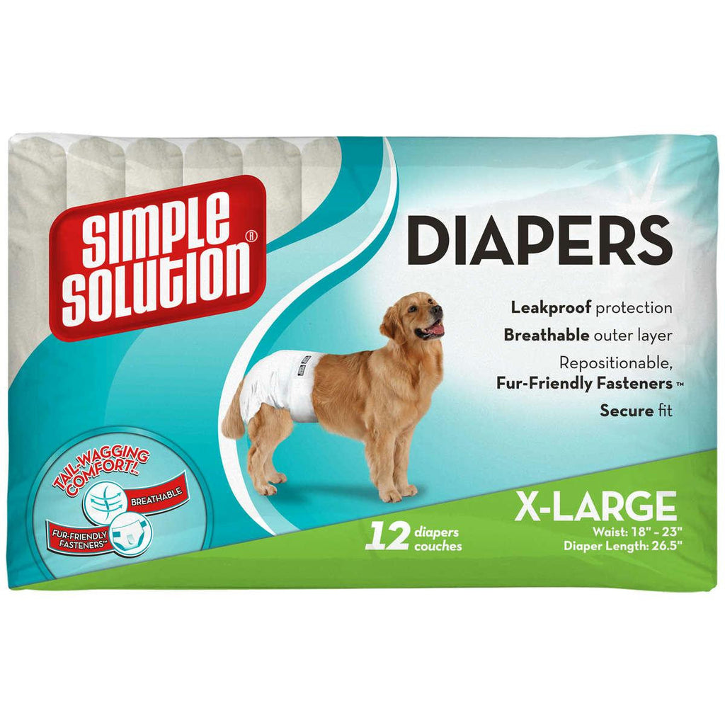 Simple Solution Disposable Dog Diapers 12 Pack Extra Large White