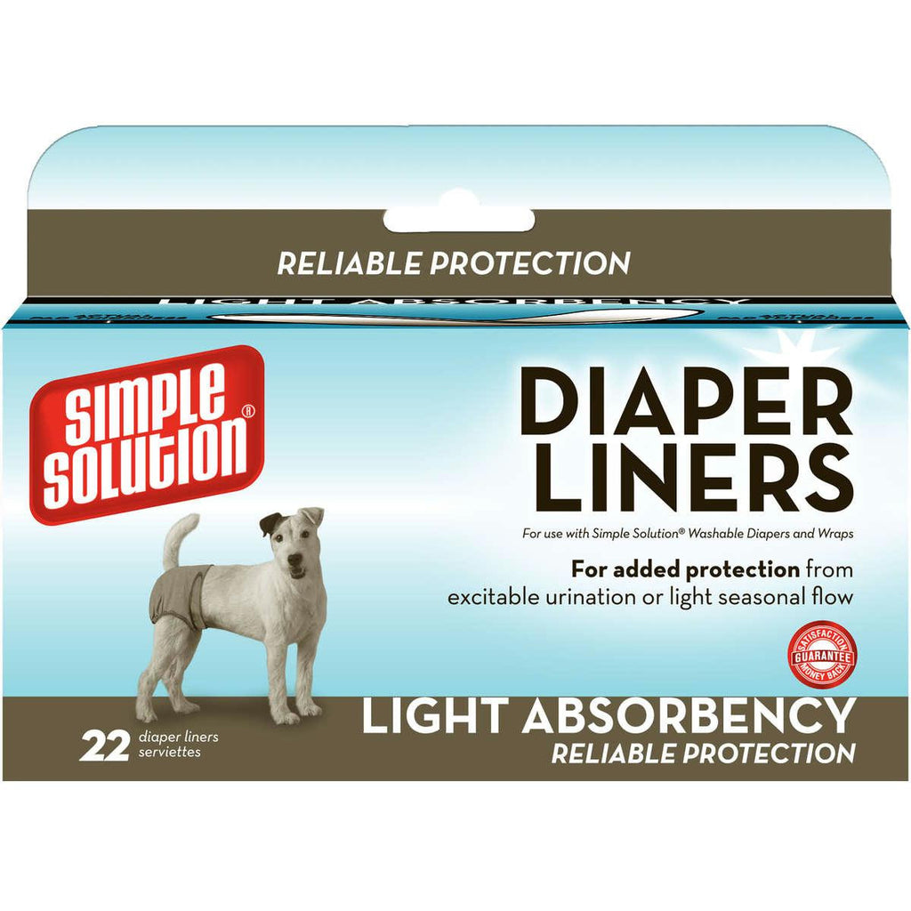 Simple Solution Disposable Dog Diaper Liners Light Flow 22 Pack White