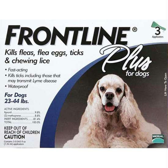 Frontline Flea Control Plus For Dogs And Puppies 23-44 Lbs 3 Pack