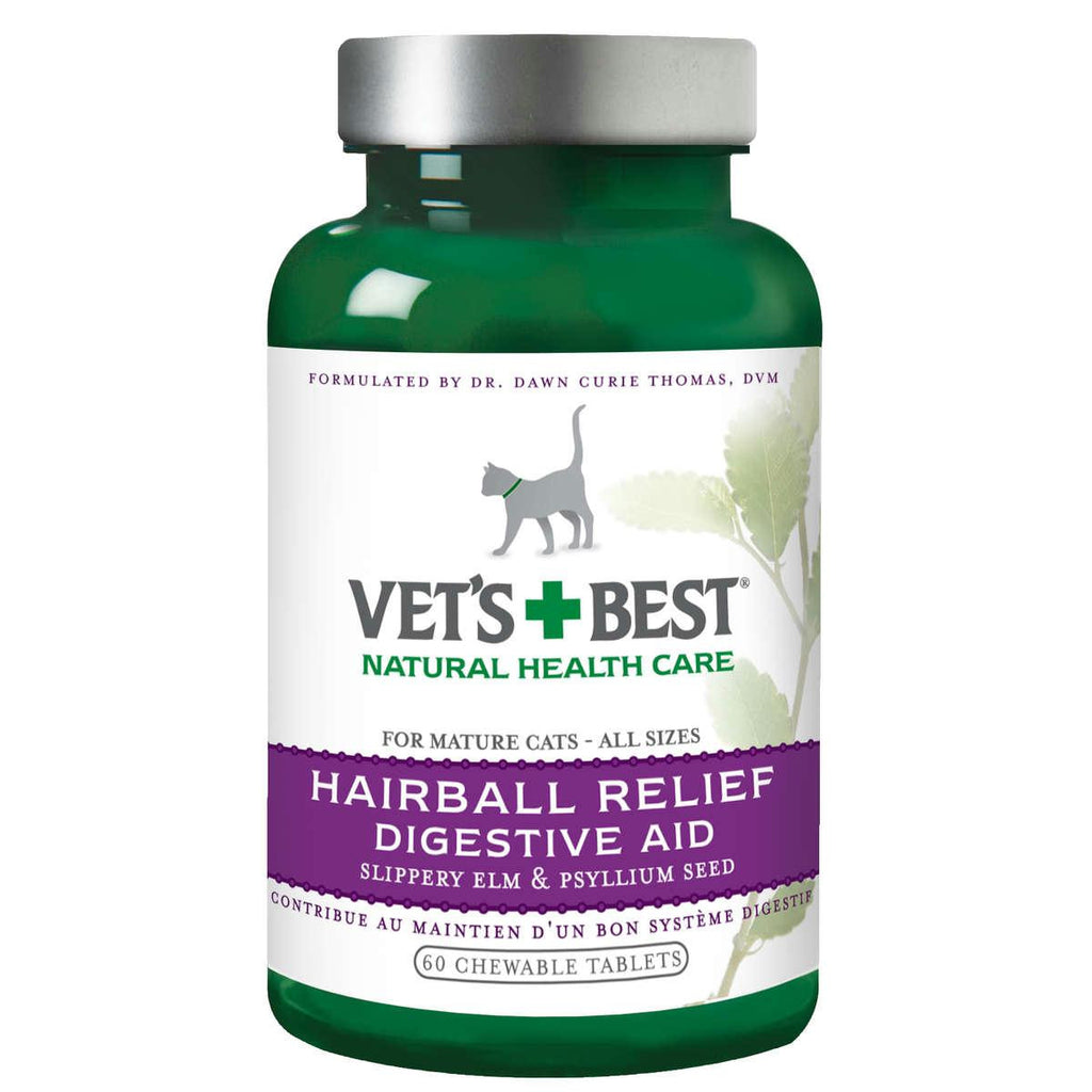 Vet's Best Cat Hairball Relief Supplement 60 Tablets Green 2.5" X 2.5" X 4.94"