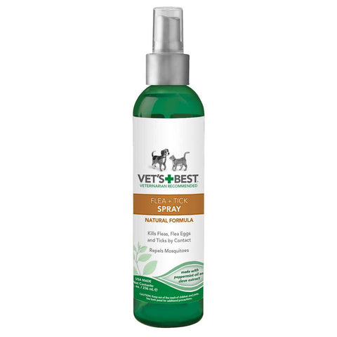 Vet's Best Pet Natural Flea And Tick Spray 8oz Green 1.75" X 1.75" X 7.88"