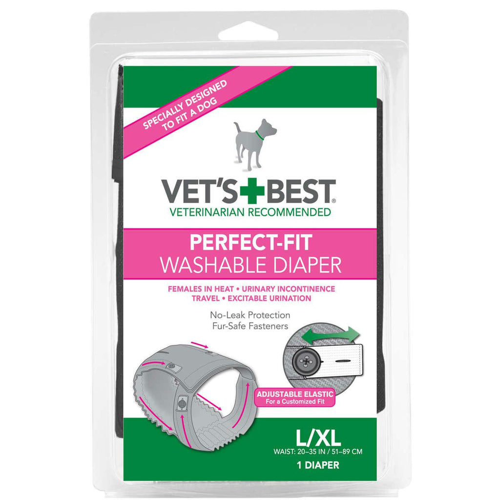 Vet's Best Perfect-fit Washable Female Dog Diaper 1 Pack Large - Extra Large Gray 6" X 2.13" X 9"