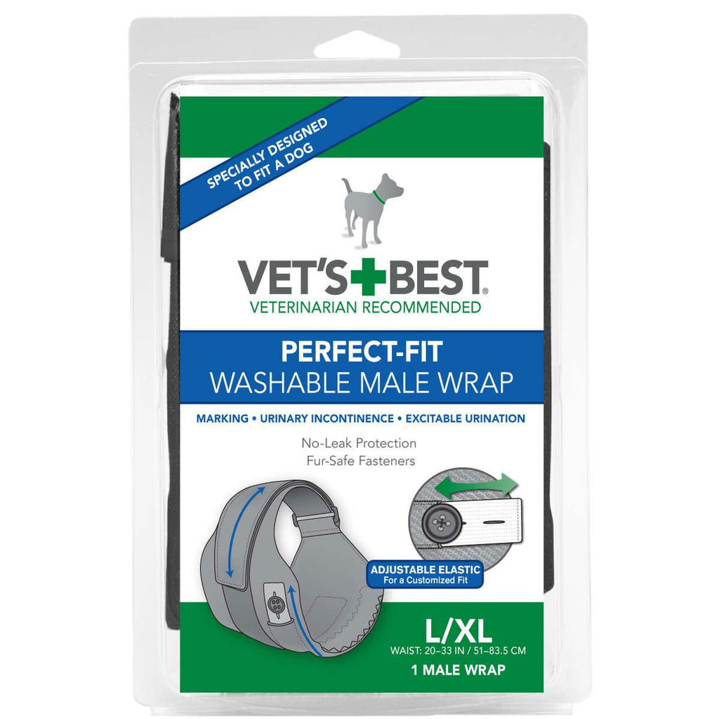 Vet's Best Perfect-fit Washable Male Wrap 1 Pack Large - Extra Large Black 6" X 2.13" X 9"