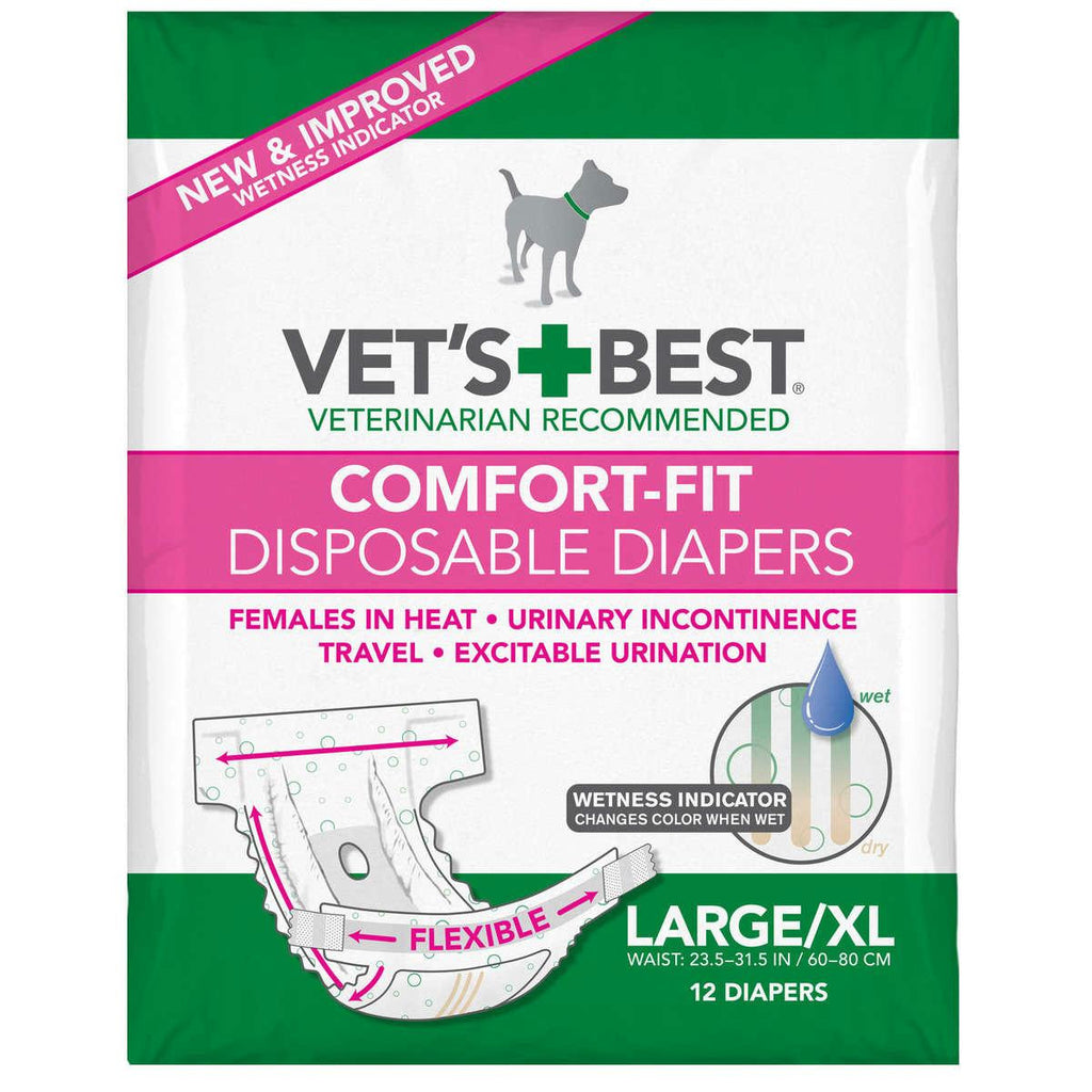 Vet's Best Comfort-fit Disposable Female Dog Diaper 12 Pack Large - Extra Large White 8.25" X 5" X 6.38"