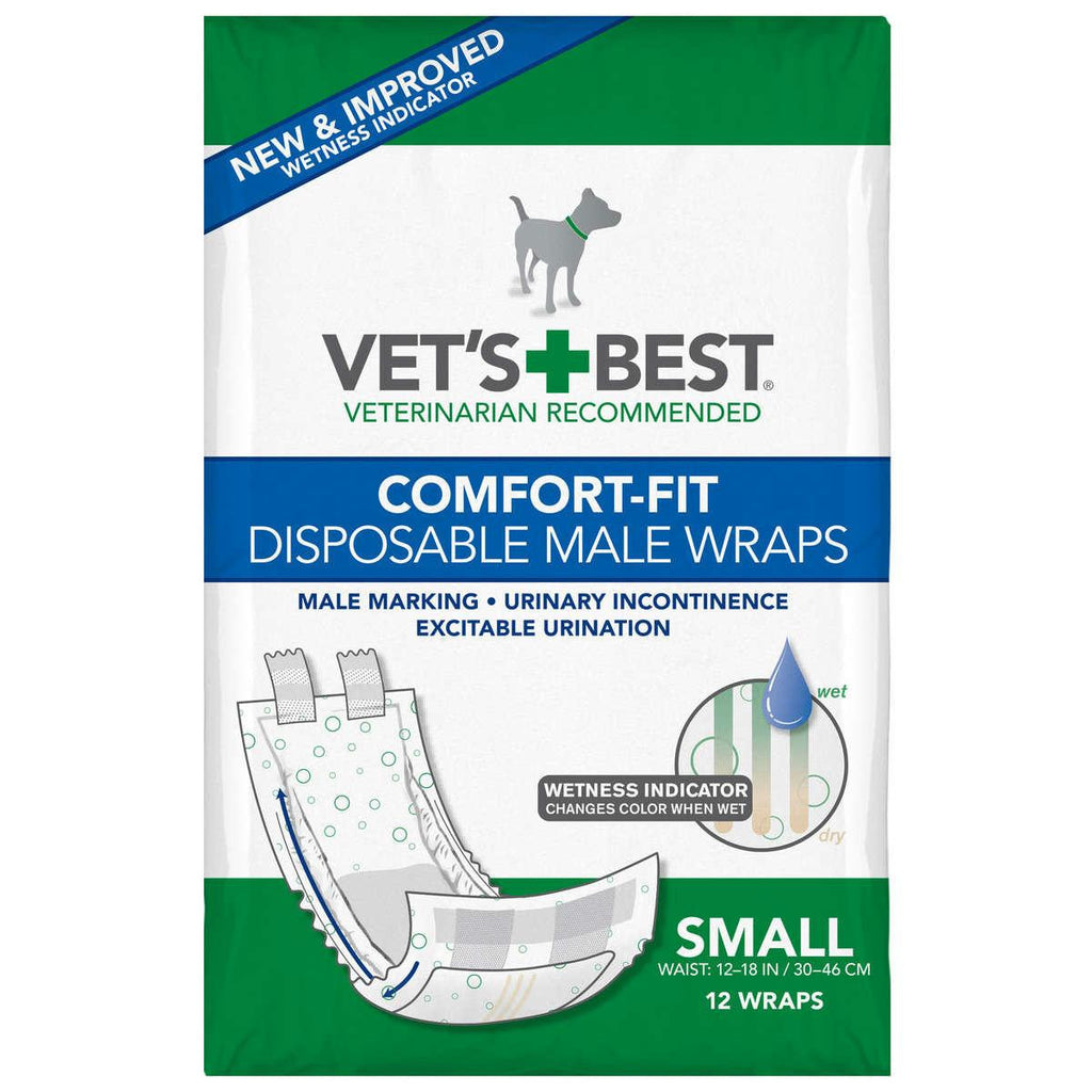 Vet's Best Comfort-fit Disposable Male Dog Wrap 12 Pack Small White 4.5" X 4" X 7.25"