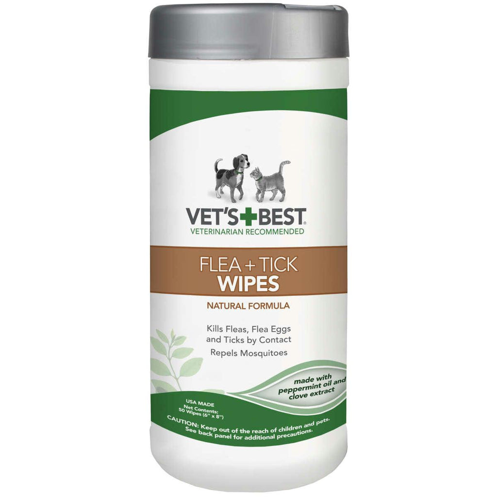 Vet's Best Dog Flea And Tick Wipes 50 Count White 3.3" X 3.3" X 8"