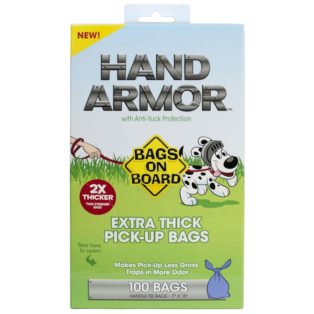 Bags On Board Hand Armor Pick-up Bags With Anti-yuck Protection 100 Count Blue