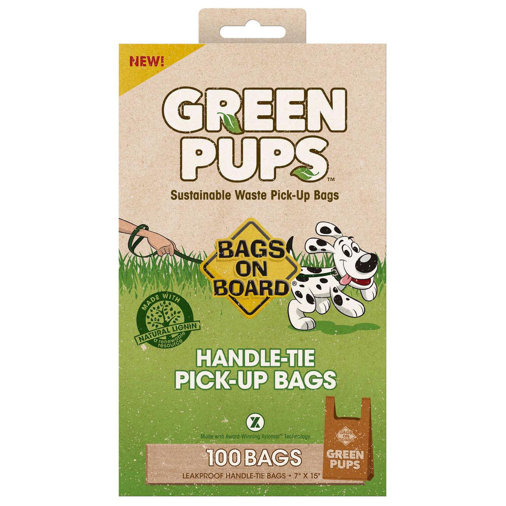 Bags On Board Green-ups Waste Pick-up Hand Tie Bags 100 Count Brown