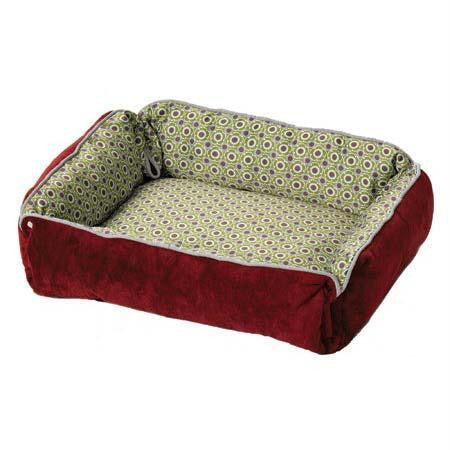 Midwest Quiet Time Boutique Reversible Snap-bolster Dog Bed  Burgundy - Wine 21" X 17" X 5"