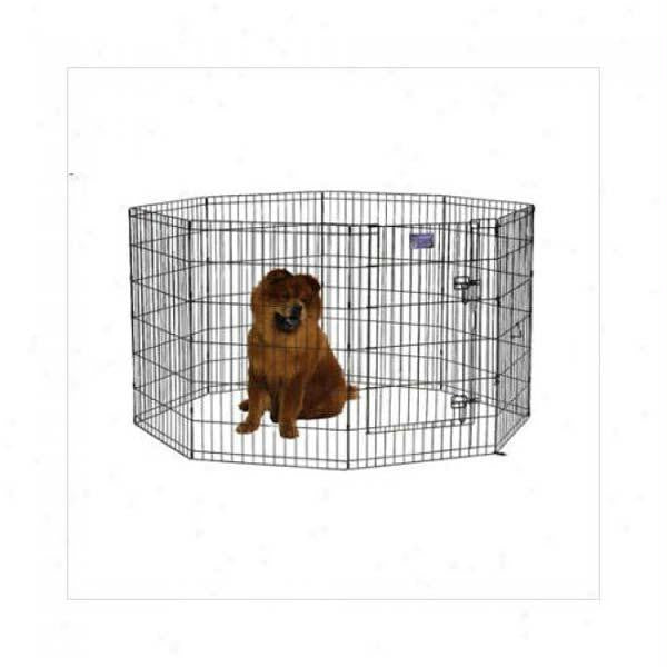 Midwest Black E-coat Pet Exercise Pen With Walk-thru Door 8 Panels Black 24" X 24"