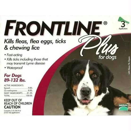 Frontline Flea Control Plus For Dogs And Puppies 89-132 Lbs 3 Pack