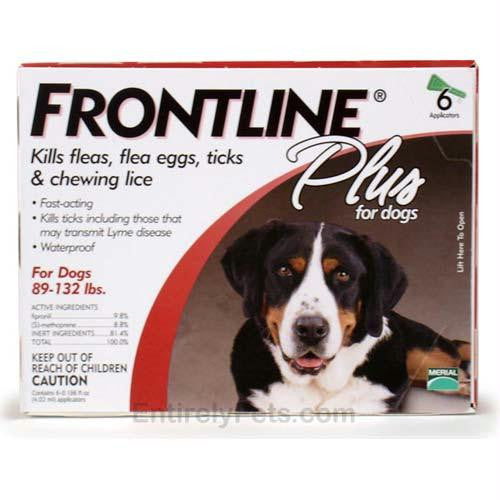 Frontline Flea Control Plus For Dogs And Puppies 89-132 Lbs 6 Pack