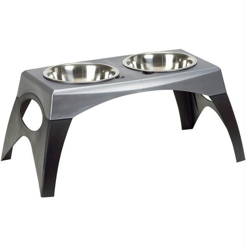 Bergan Pet Elevated Feeder Large Black - Gray 24" X 13" X 11.10"