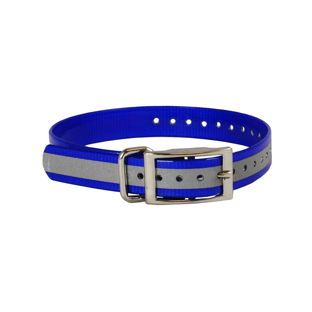 The Buzzard's Roost Reflective Collar Strap 1" Blue 1" X 24"