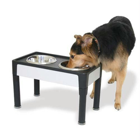 Our Pets Signature Series Dog Elevated Panel Feeder Black - Gray 23" X 12.5" X 8"