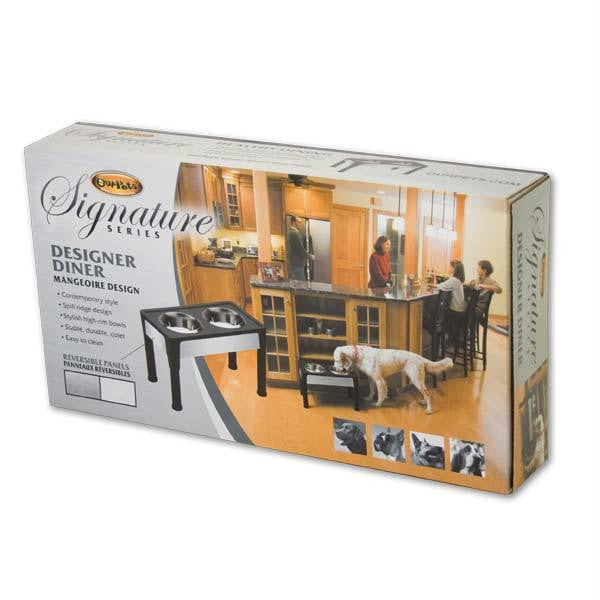 Our Pets Signature Series Dog Elevated Panel Feeder Black - Gray 23" X 12.5" X 14"