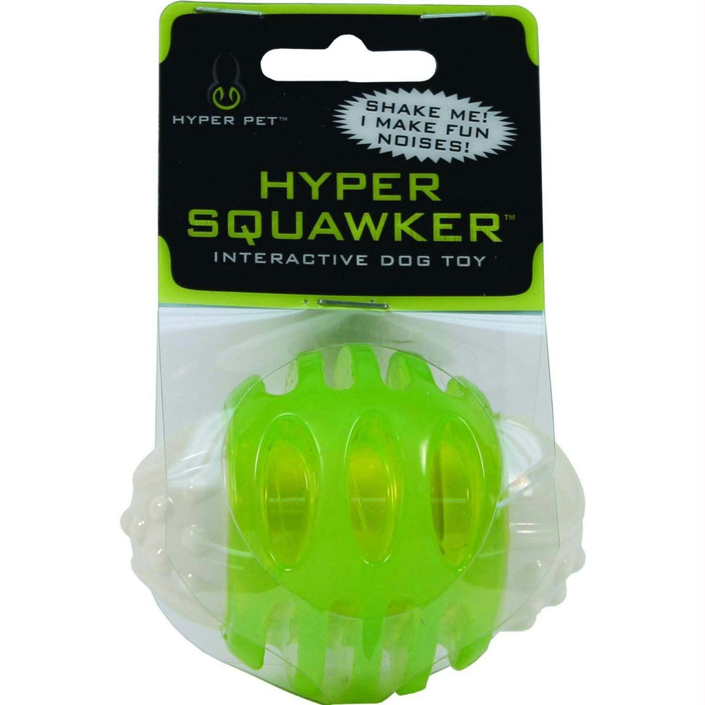 Hyper Pet Hyper Squawker Ball Dog Toy Green 3" X 3" X 2.75"