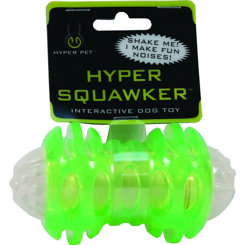 Hyper Pet Hyper Squawker Bone Dog Toy Green 5" X 2.75" X 2.75"