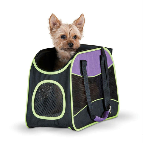 K&h Pet Products Easy Go Pet Carrier Purple-black-lime Green 16.54" X 7.87" X 11.02"