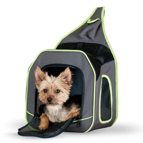 K&h Pet Products Classy Go Pet Sling Carrier Brown-lime Green 11.81" X 10.24" X 12.99"