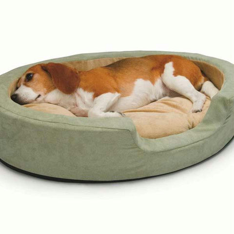 K&h Pet Products Thermo Snuggly Sleeper Oval Pet Bed Medium Sage 26" X 20" X 5"