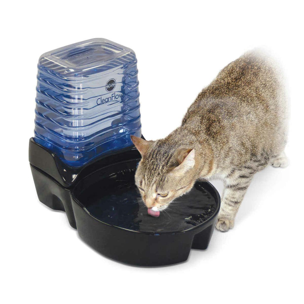 K&h Pet Products Cleanflow Cat Ceramic Fountain With Reservoir 170 Oz. Black 11.5" X 9" X 10.5"