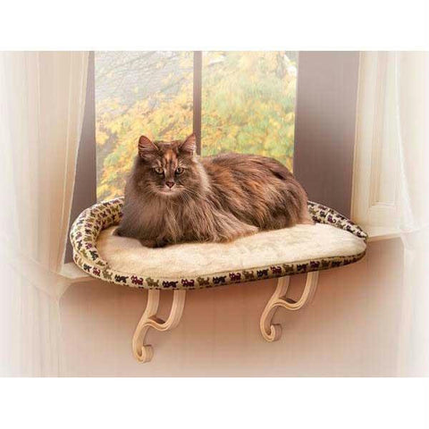 K&h Pet Products Kitty Sill Deluxe With Bolster Tan 14" X 24" X 3"