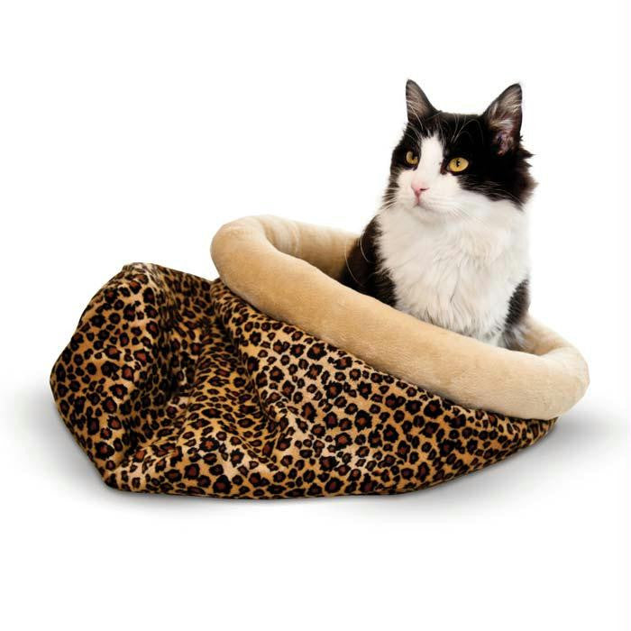 K&h Pet Products Self Warming Kitty Sack Leopard 17" X 17.5" X 4.5"