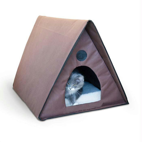 K&h Pet Products Outdoor Multiple Kitty A-frame Unheated Chocolate 35" X 20.5" X 20"