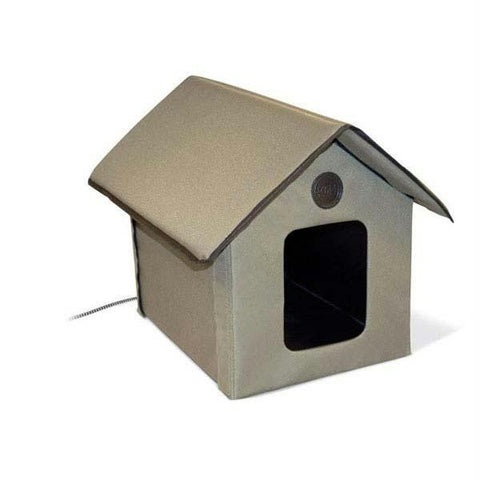 K&h Pet Products Outdoor Heated Kitty House Beige 22" X 18" X 17"