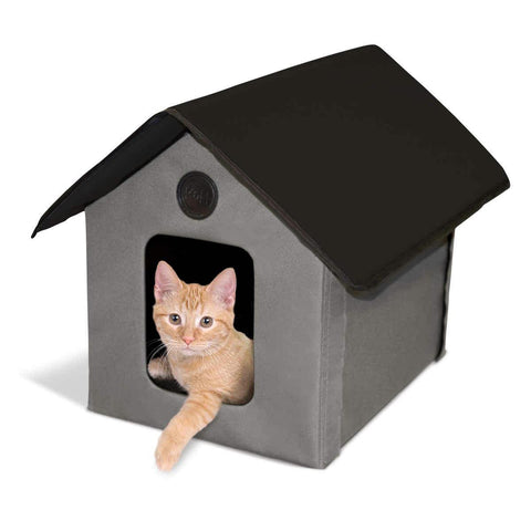 K&h Pet Products Unheated Outdoor Kitty House Gray - Black 22" X 18" X 17"