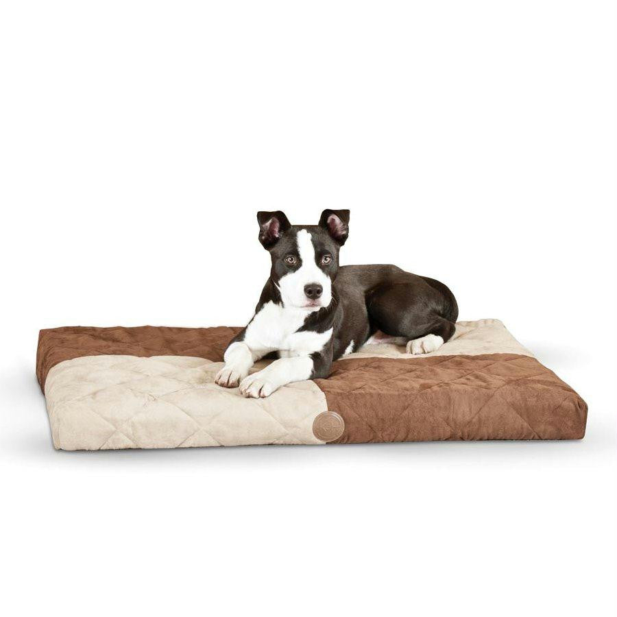 K&h Pet Products Quilted Memory Dream Pad 1" Small Chocolate - Tan 19.5" X 25" X 1"