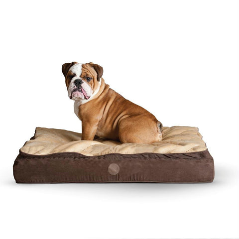 K&h Pet Products Feather Top Ortho Pet Bed Small Chocolate - Tan 20" X 30" X 6.5"