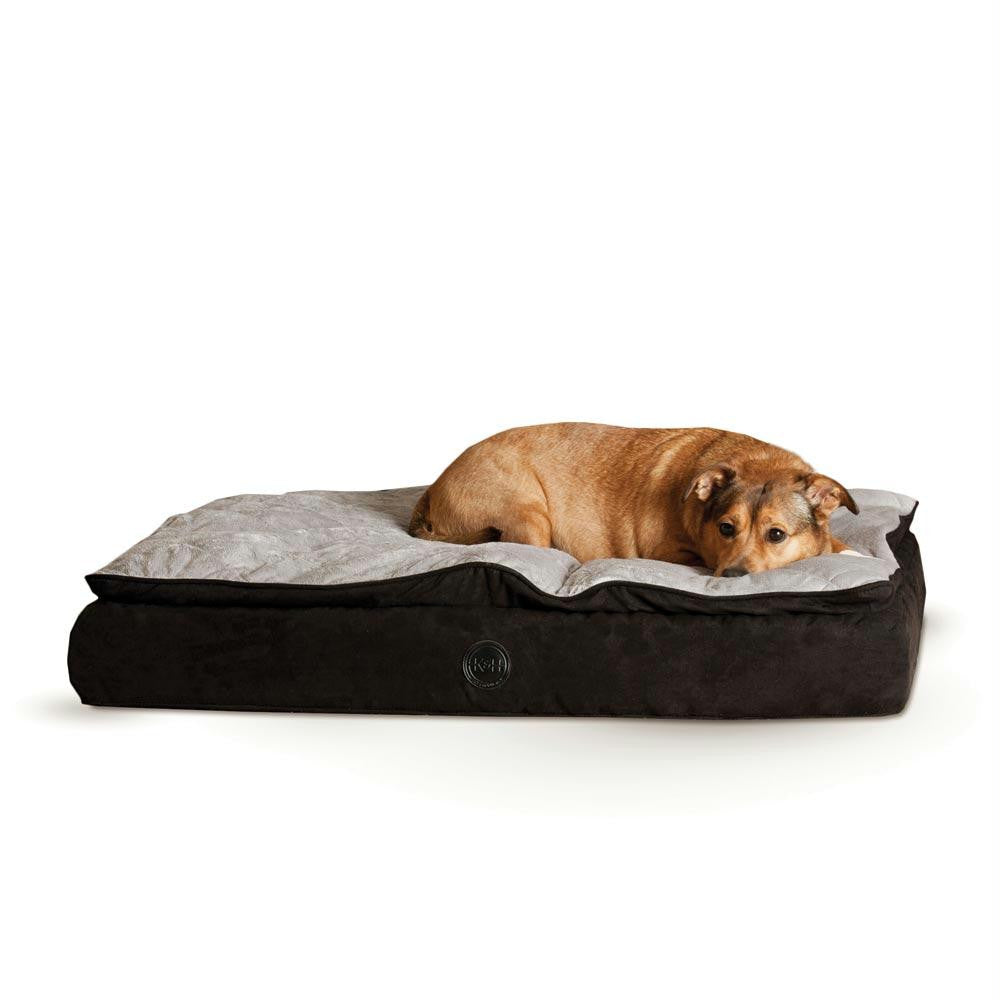 K&h Pet Products Feather Top Ortho Pet Bed Small Black - Gray 20" X 30" X 6.5"