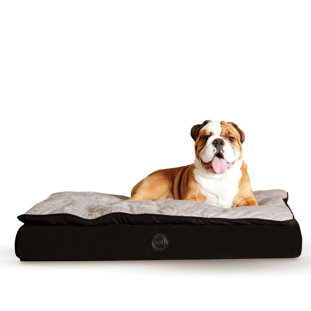 K&h Pet Products Feather Top Ortho Pet Bed Large Black - Gray 40" X 50" X 6.5"