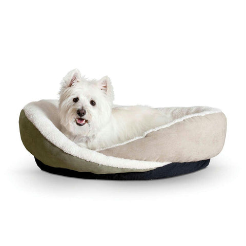 K&h Pet Products Huggy Nest Pet Bed Small Green - Tan 22" X 19" X 6"