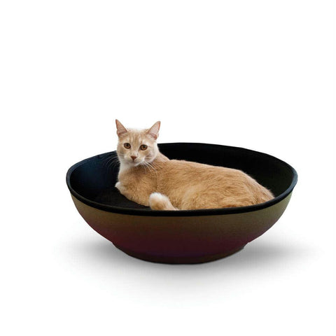 K&h Pet Products Mod Half-pod Cat Bed Tan - Black 22" X 22" X 6.25"