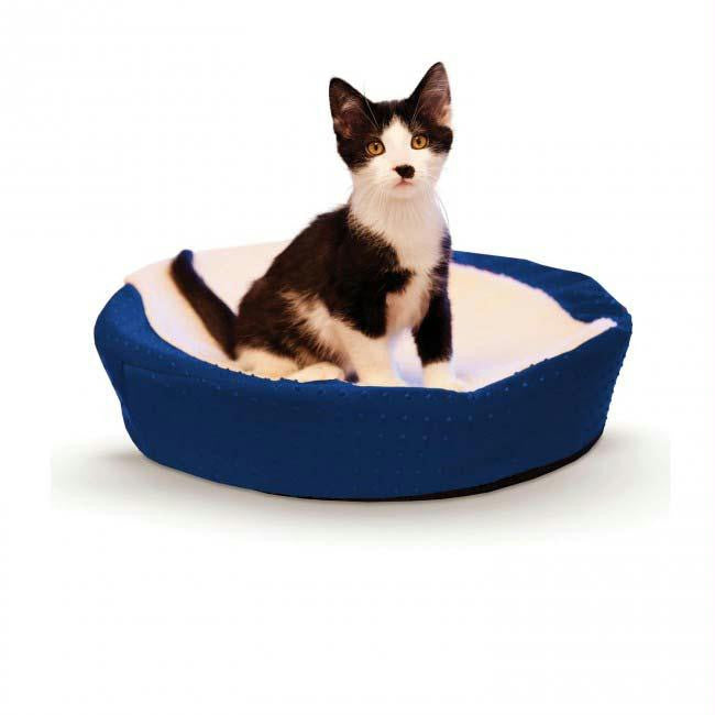 K&h Pet Products Ultra Memory Round Pet Cuddle Nest Blue 19" X 19" X 3"