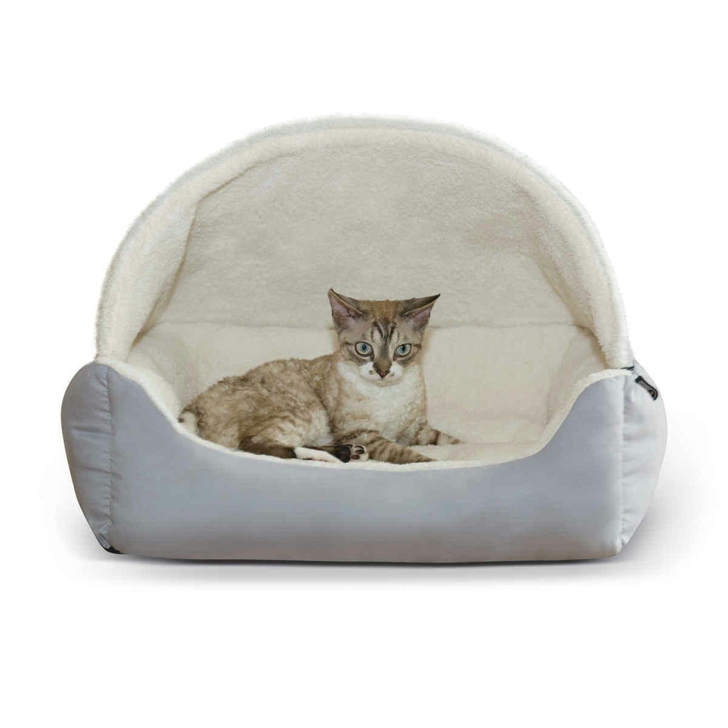 K&h Pet Products Lounge Sleeper Hooded Pet Bed Gray 20" X 25" X 13"