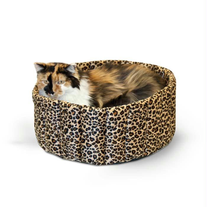 K&h Pet Products Lazy Cup Cat Bed Small Leopard 16" X 16" X 7"