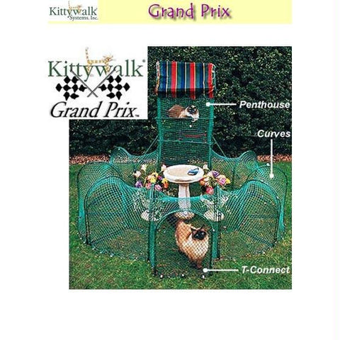 Kittywalk Grand Prix Outdoor Cat Enclosure Green 86" X 70" X 60"