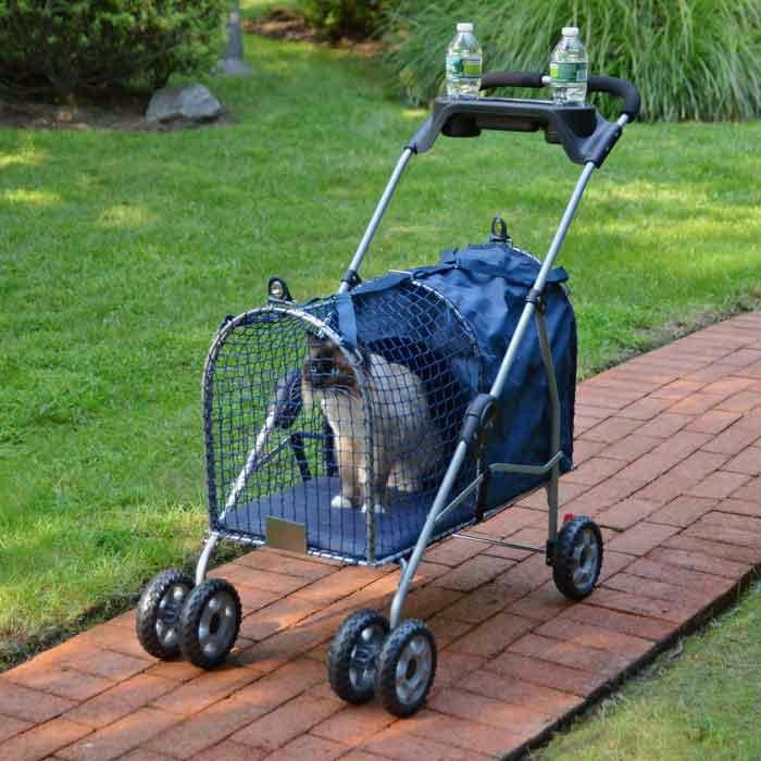 Kittywalk 5th Ave Luxury Pet Stroller Blue 26” X 14” X 35.5"