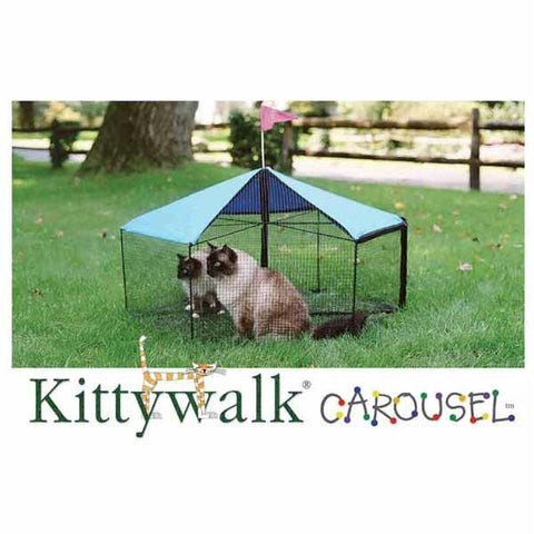 Kittywalk Carousel Outdoor Cat Enclosure Green 48" X 48" X 24"