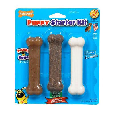 Nylabone Puppy Chew Toy Starter Kit Brown - White 4.5" X 1.5" X 1.5"