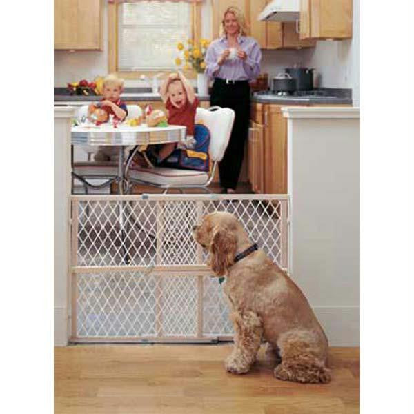 North States Easy Adjust - Diamond Mesh Pet Gate White, Wood 26.5" - 42" X 23"