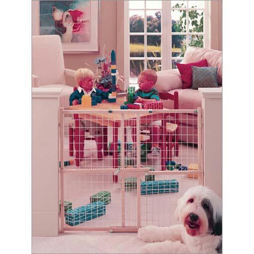 North States Wide Wire Mesh Pet Gate White, Wood 29.5" - 50" X 32"