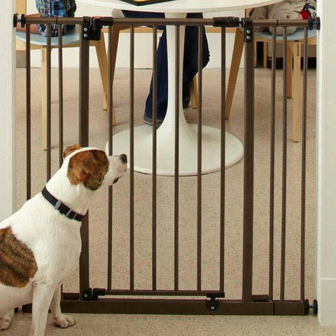 North States Extra Tall Deluxe Easy-close Pressure Mounted Pet Gate Brown 28" - 38.5" X 36"