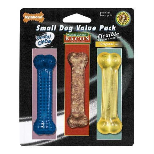 Nylabone Small Dog Chew Toy Value Pack Blue - Brown - Yellow 4.5" X 1.5" X 1.5"