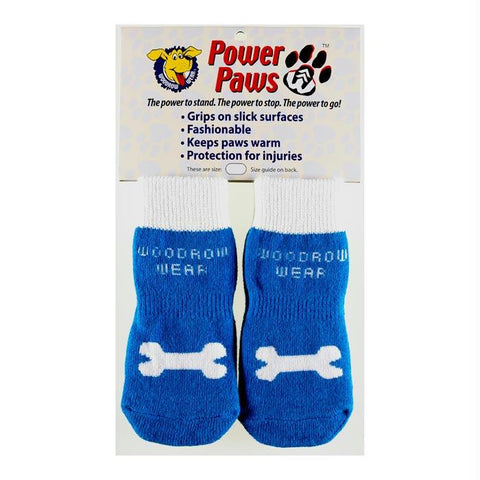 Woodrow Wear Power Paws Advanced Extra Extra Large Blue - White Bone 3.125" - 3.5" X 3.125" - 3.5"